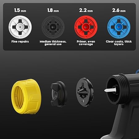Brushless Cordless Paint Sprayer for Dewalt 20V Battery,4 Nozzles,150 Din/s Viscosity,1000ml/min Flow Rate & 1200ML Electric Paint Gun for Furniture, Walls