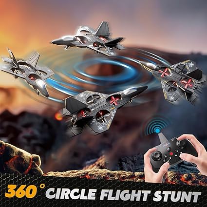 Drone for Kids Ages 8-12, Remote Control Jet with Lights, 360° Flips, Auto Hover, Headless Mode, One-Key Take Off & Landing, Outdoor Flying Toy Gift for Boys