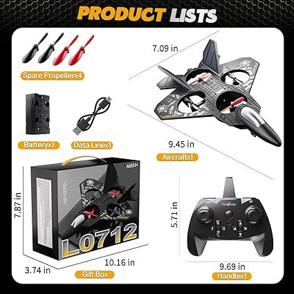 Drone for Kids Ages 8-12, Remote Control Jet with Lights, 360° Flips, Auto Hover, Headless Mode, One-Key Take Off & Landing, Outdoor Flying Toy Gift for Boys