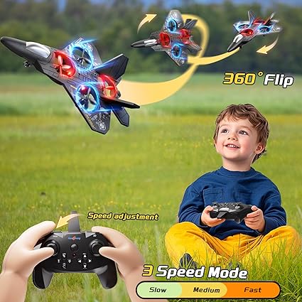 Drone for Kids Ages 8-12, Remote Control Jet with Lights, 360° Flips, Auto Hover, Headless Mode, One-Key Take Off & Landing, Outdoor Flying Toy Gift for Boys