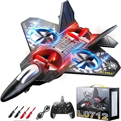 Drone for Kids Ages 8-12, Remote Control Jet with Lights, 360° Flips, Auto Hover, Headless Mode, One-Key Take Off & Landing, Outdoor Flying Toy Gift for Boys