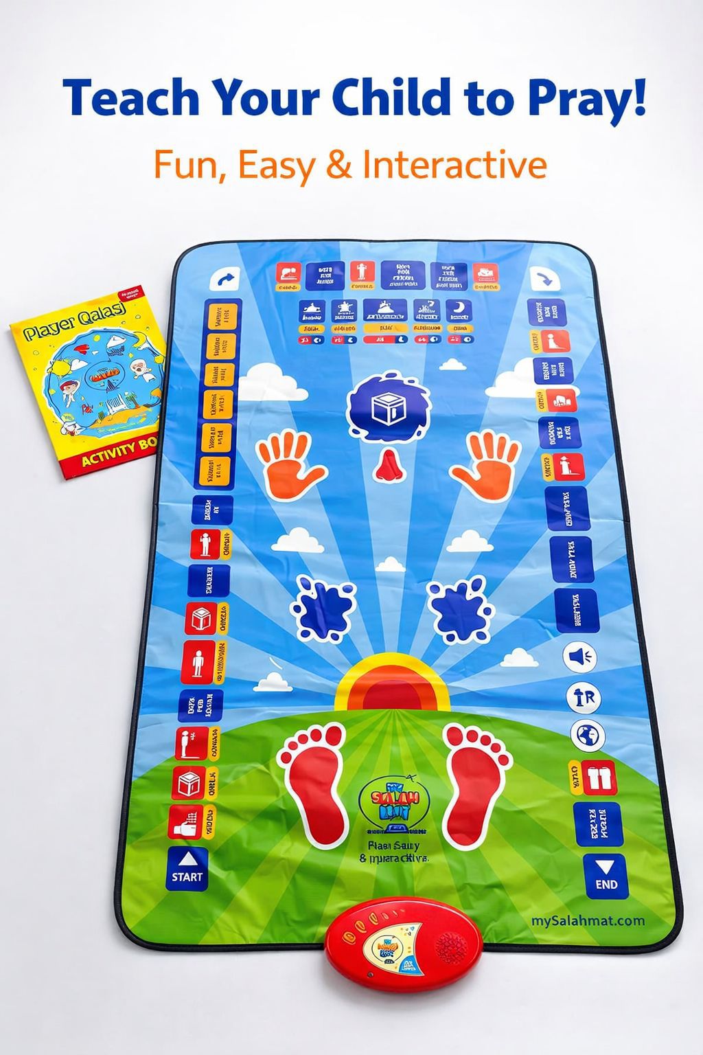 Kids Islamic Prayer Mat Electronic Interactive Salah Learning Rug with Sound Touch Buttons