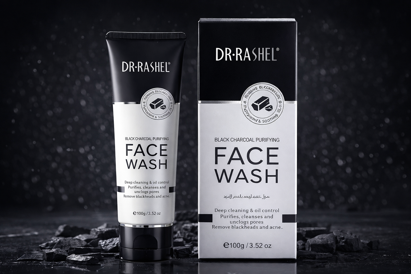 Dr. Rashel Black Charcoal Purifying Face Wash 100g – Deep Cleansing & Oil Control – Removes Blackheads & Unclogs Pores