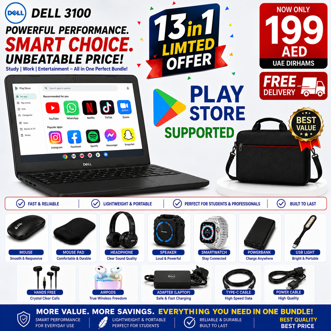 Chromebook Value Bundle – FREE Accessories & FREE UAE Delivery