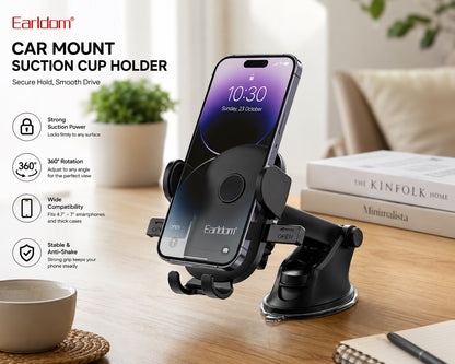 Universal Car Phone Mount with Strong Suction Cup, 360° Rotation