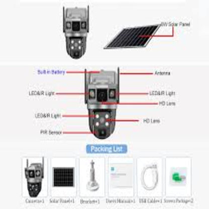 Dual Lens Three Video Screen Solar Camera